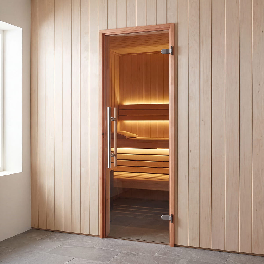 Clear Glass Sauna Door with a Solid Alder Frame
