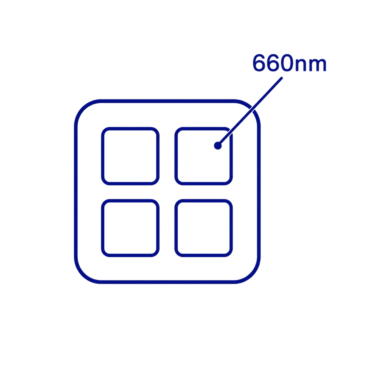 660nm red light wavelength illustrated as one section of a quad-chip LED