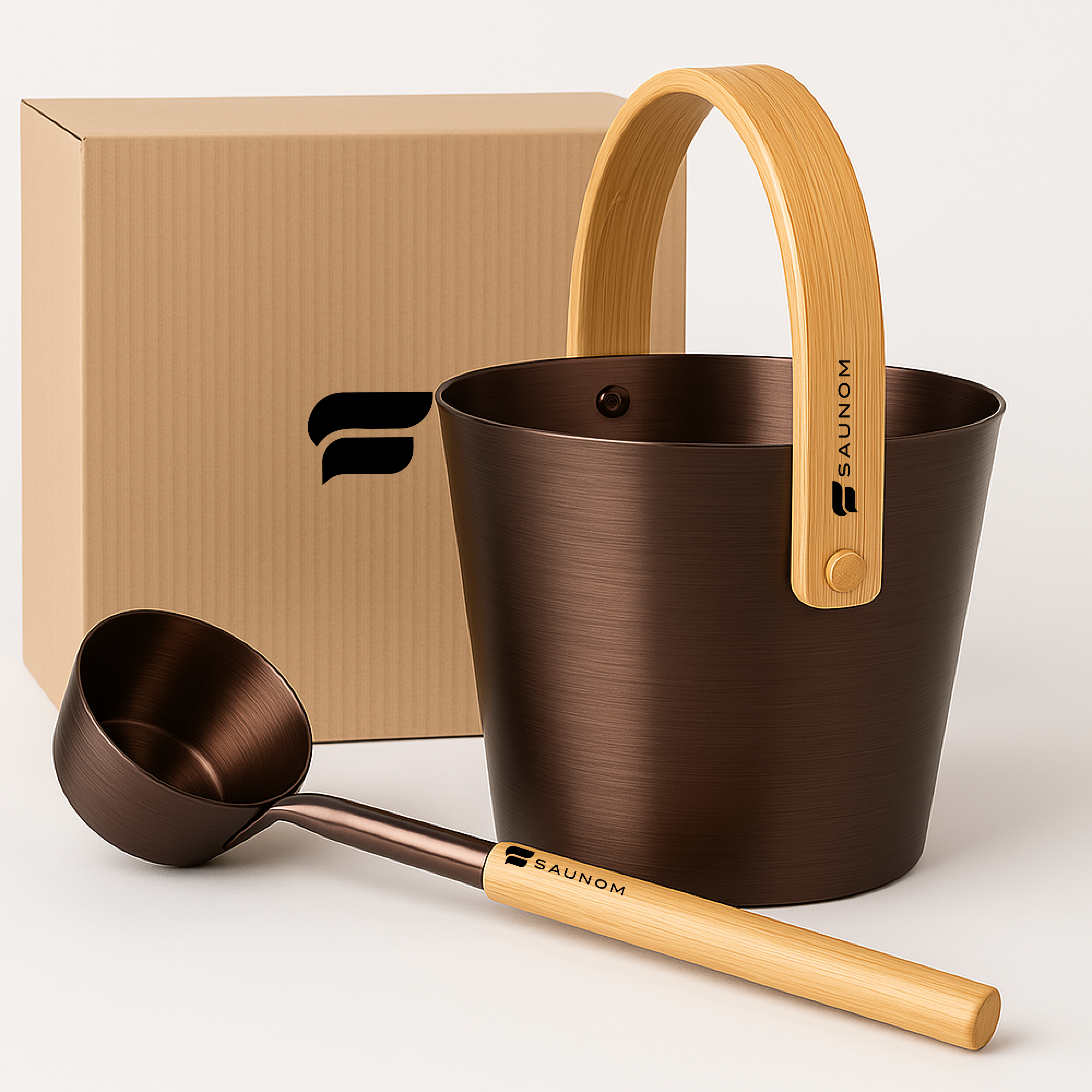 Luxury Aluminum Sauna Bucket and Ladle Set with Modern Nordic Design