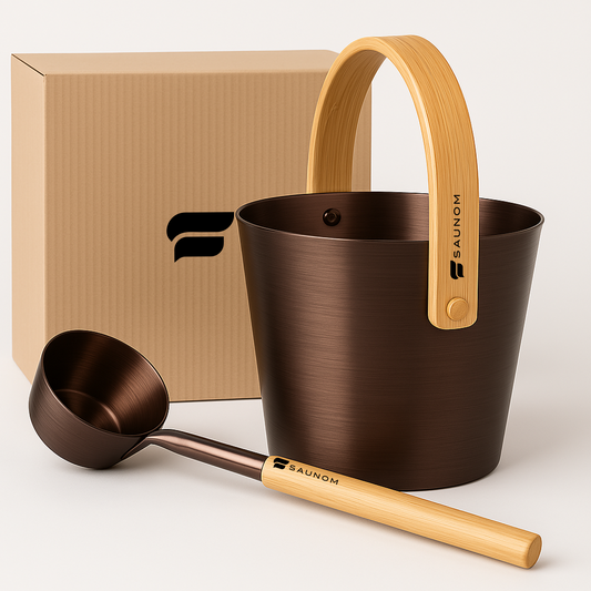Luxury Aluminum Sauna Bucket and Ladle Set with Modern Nordic Design