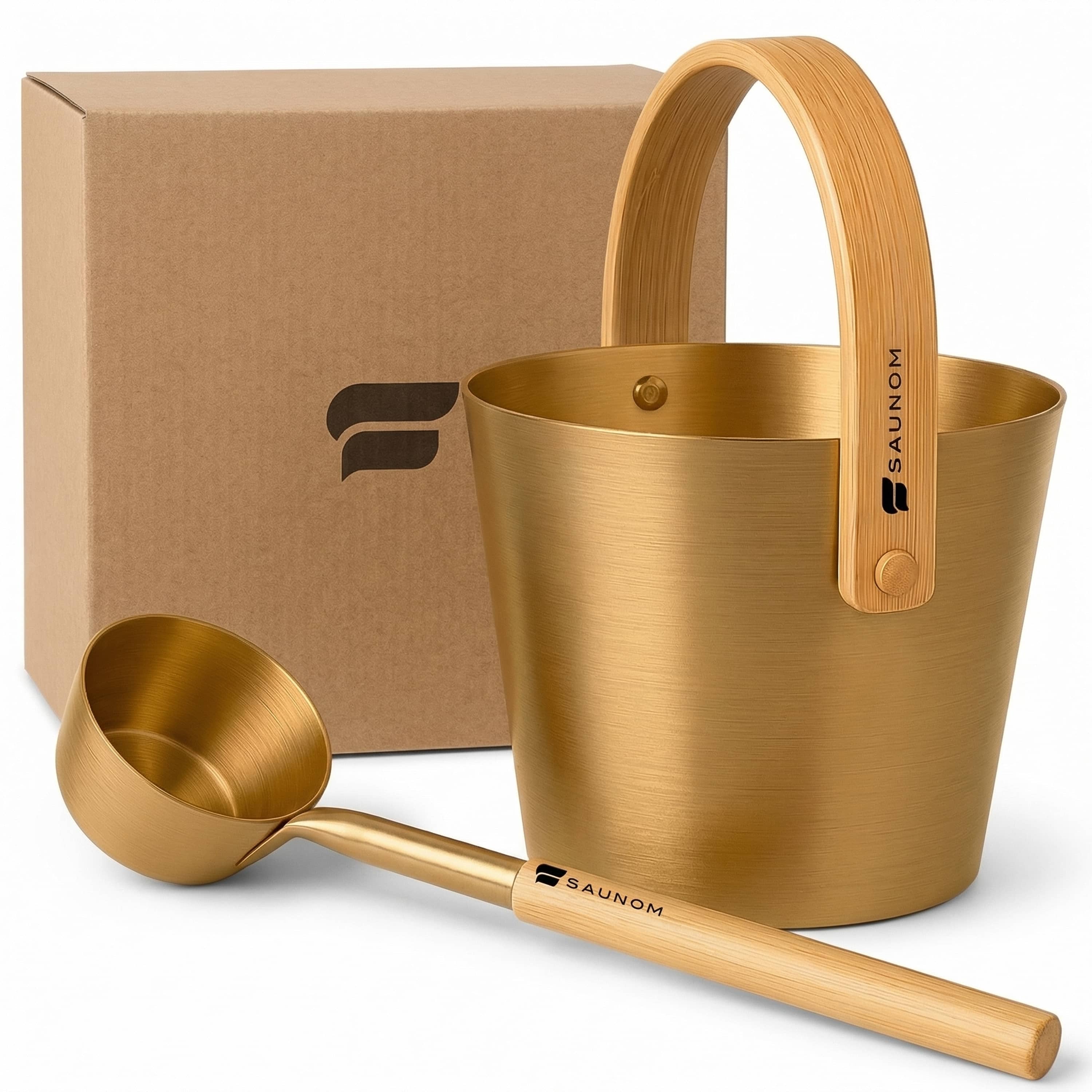 Virta™ Aluminum Sauna Bucket and Ladle Set (Gold)
