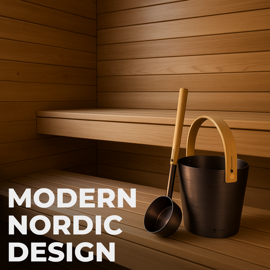 Luxury Aluminum Sauna Bucket and Ladle Set with Modern Nordic Design