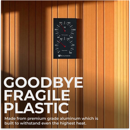 Premium Aluminum Sauna Thermometer & Hydrometer