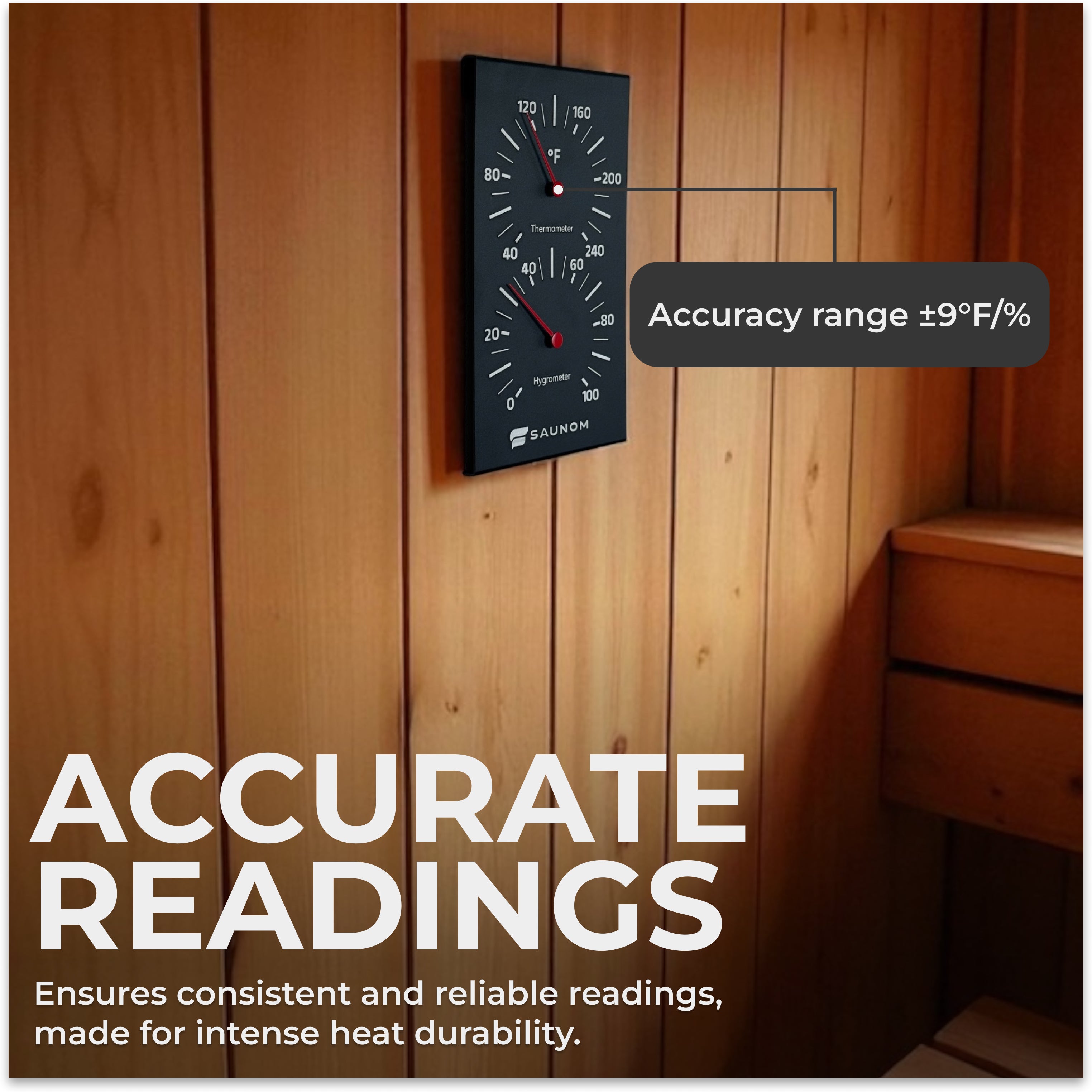 Premium Aluminum Sauna Thermometer & Hydrometer