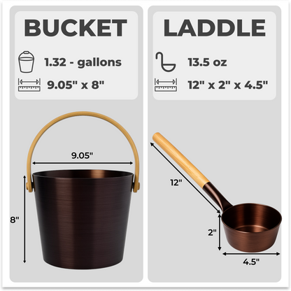 Luxury Aluminum Sauna Bucket and Ladle Set with Modern Nordic Design