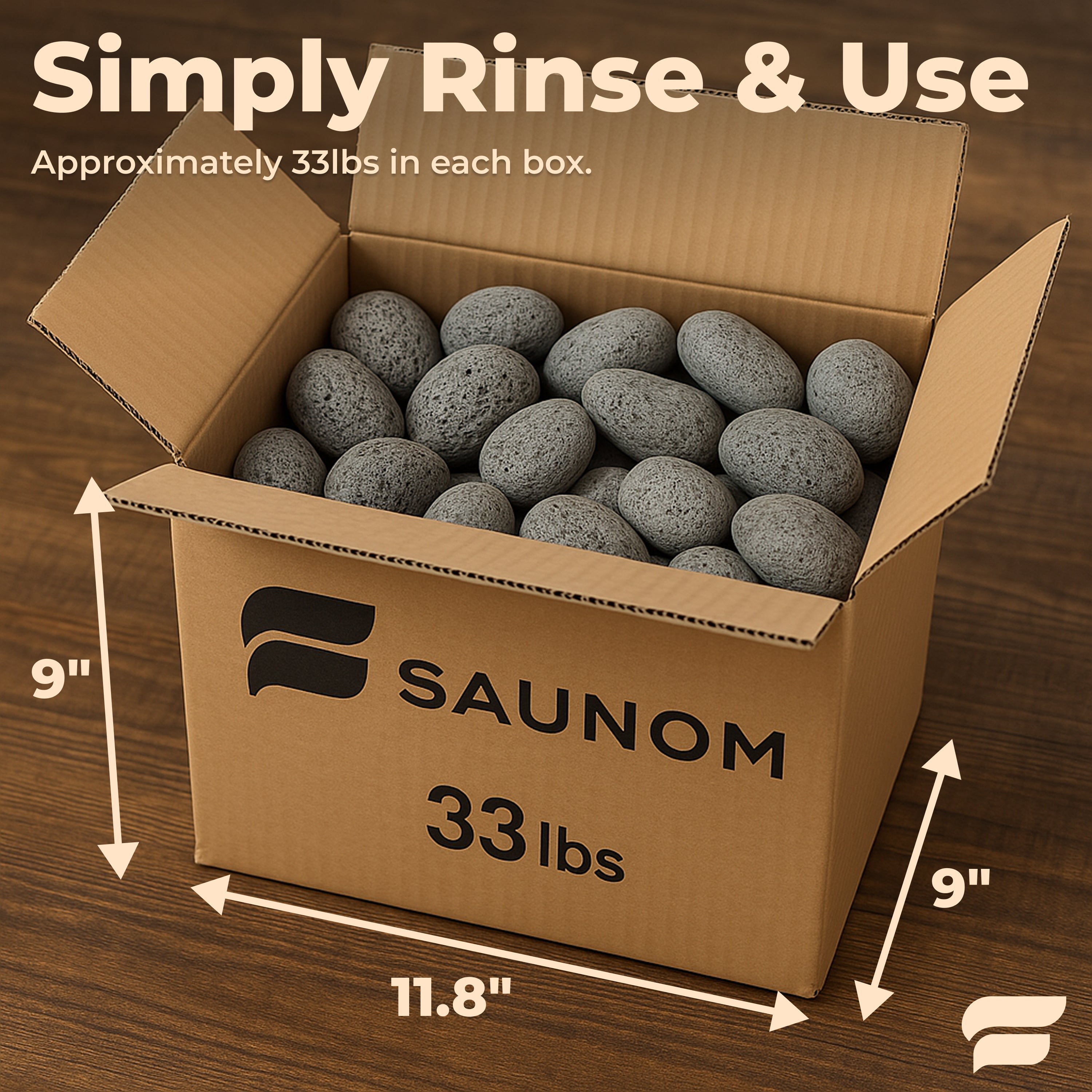 Premium Sauna Rocks for Electric and Wood Burning Sauna Heaters (33lbs)