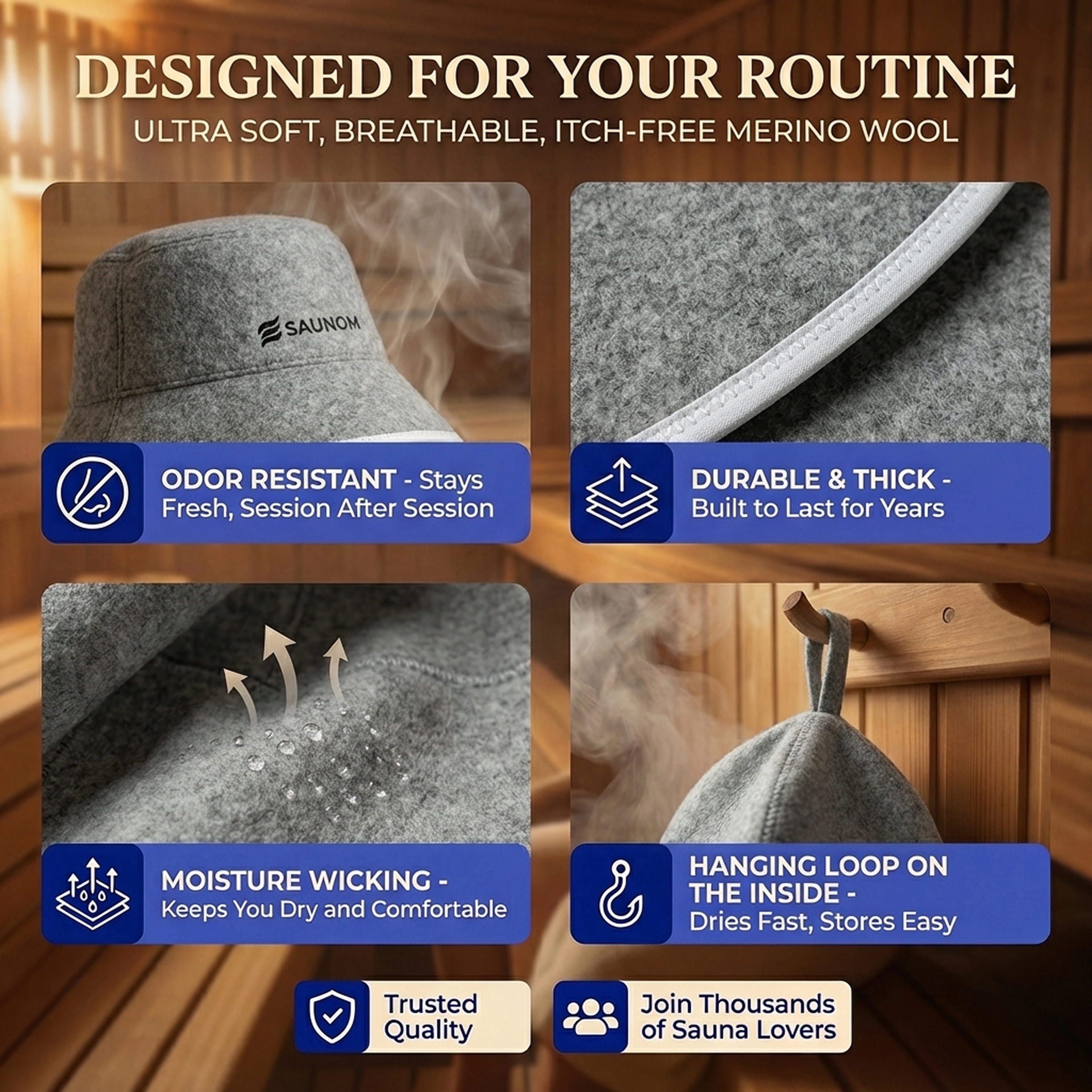 Havu™ Classic Sauna Hat Grey