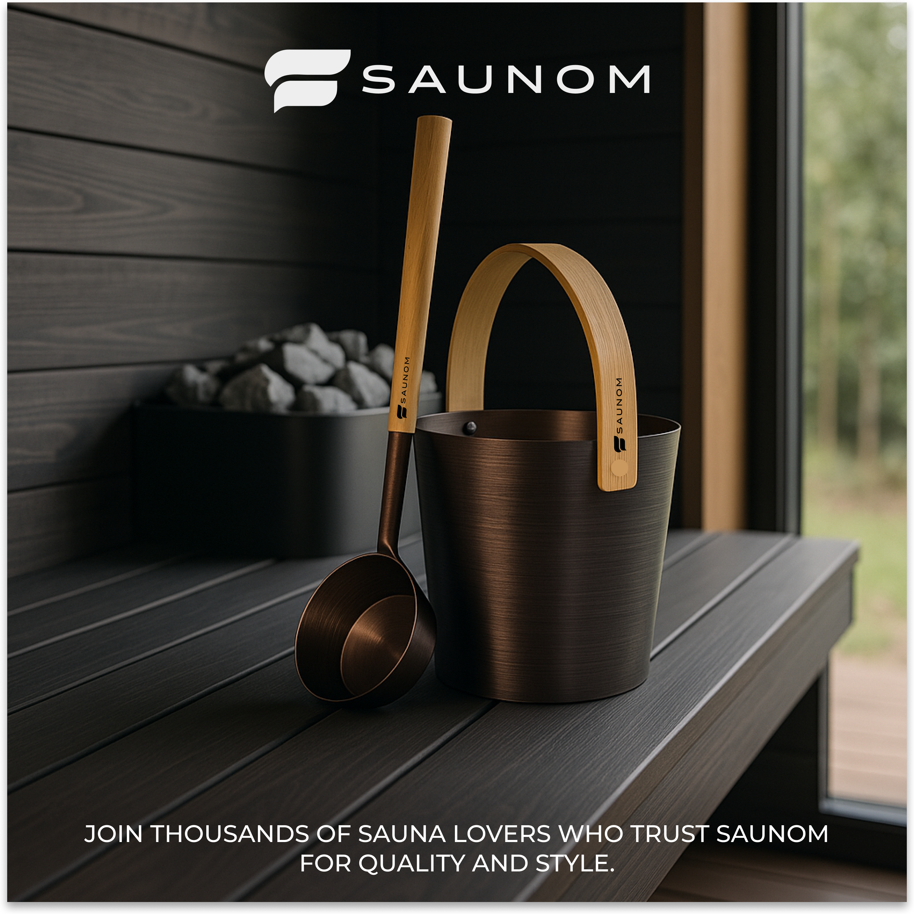 Virta™ Aluminum Sauna Bucket and Ladle Set