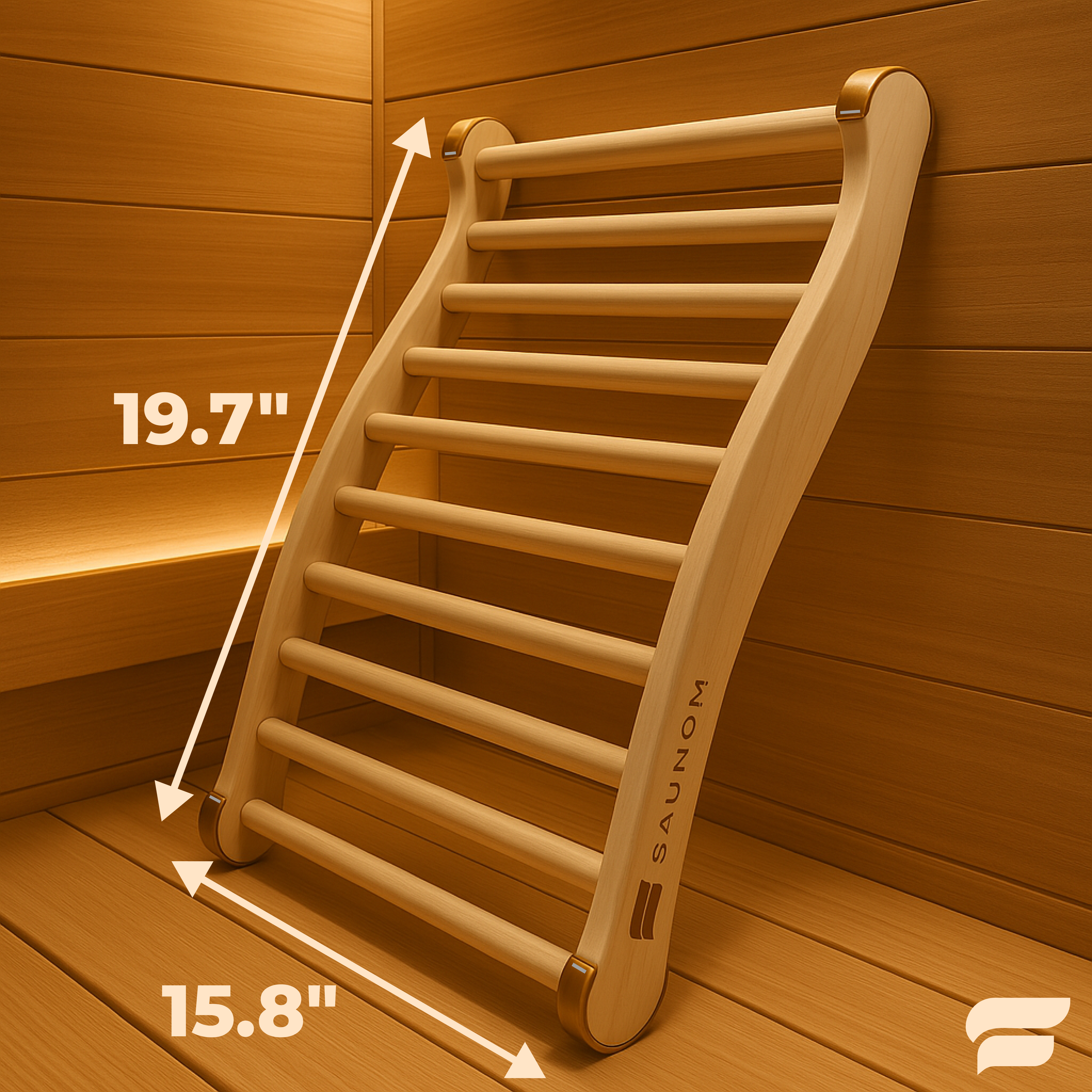Premium Ergonomic Sauna Backrest with 100% Natural Pine Wood and Non-Slip Pads