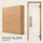 Solid Alder uncoated glass door panel shown as a square wood block sample next to a full framed door with a light natural wood border, clear glass center, and a brushed metal handle. Text reads 'SOLID ALDER UNCOATED'.