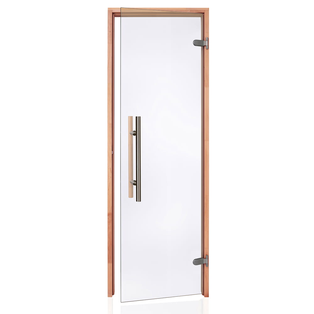 Portti clear tempered glass sauna door with alder frame