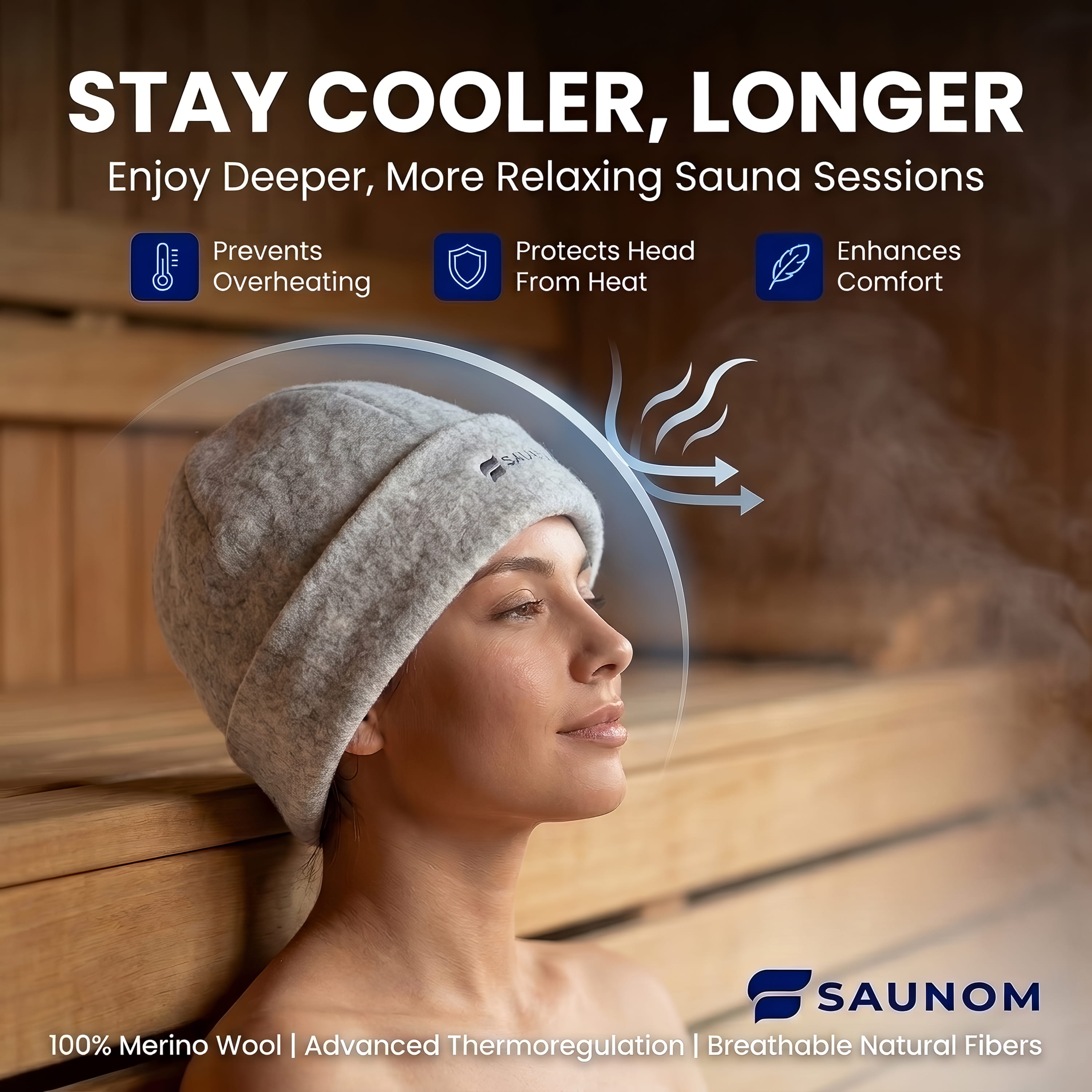 Havu™ Grey Merino Sauna Hat