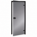 All-Glass Black Sauna Door – 24" x 73" | Black Alder Frame | Grey Tempered Glass | Pre-Hung in Alder Jamb | Indoor Sauna Door with Black Wood Handle