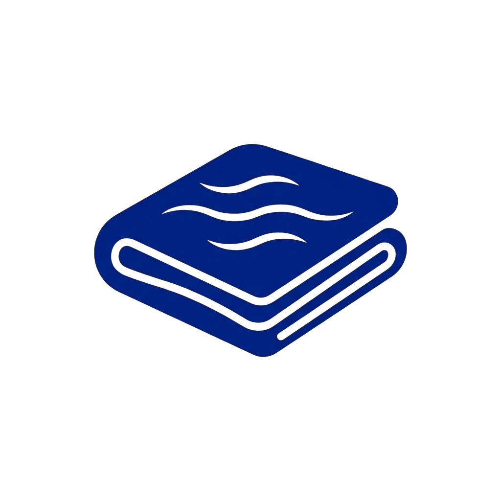 Blue icon of a folded towel on a black background
