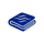 Blue icon of a folded towel on a black background