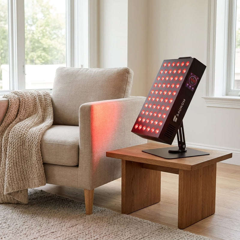 Midday red light therapy routine at home