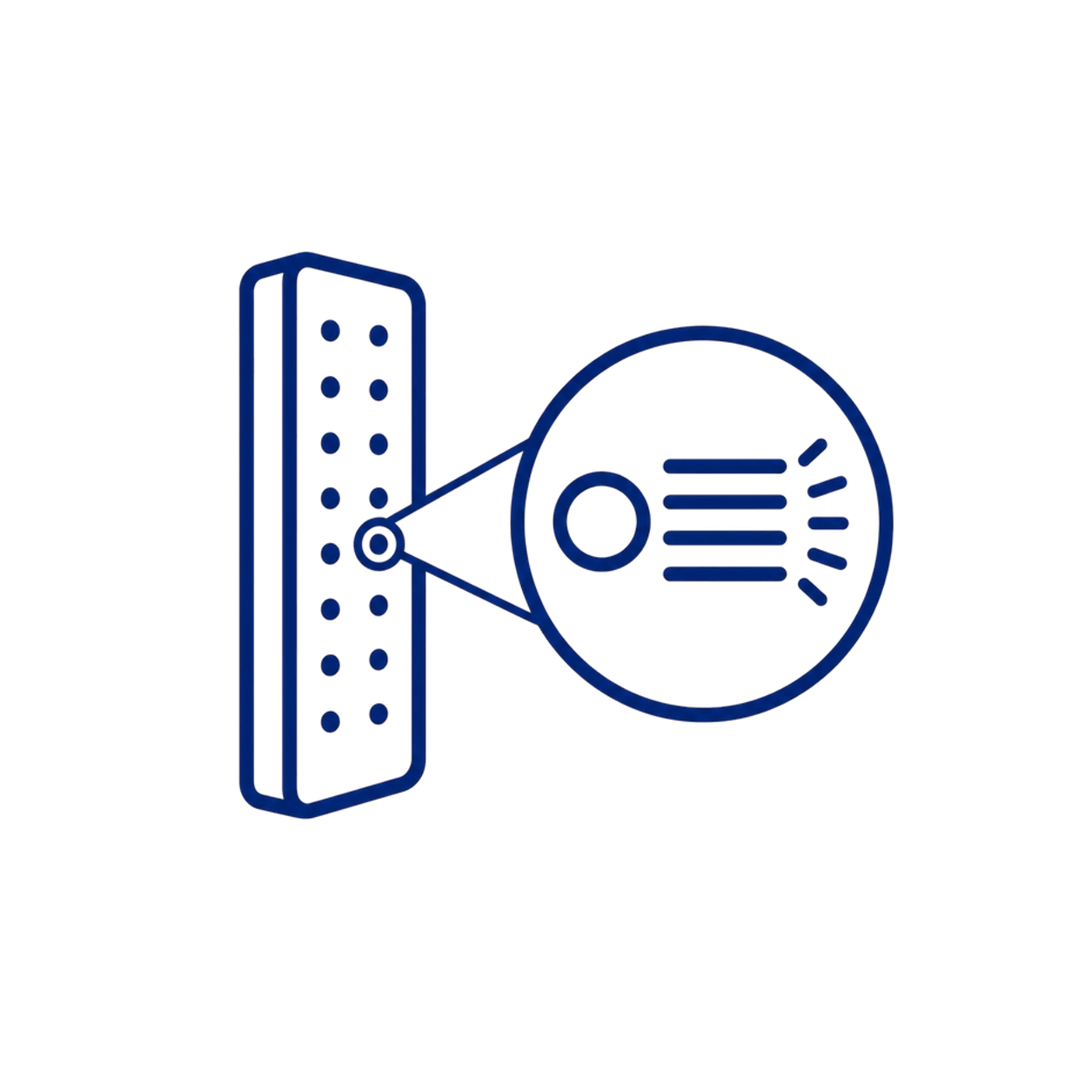 Close-up illustration of quad-chip LED technology used in the red light therapy panel