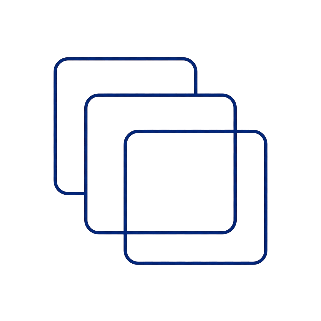 Three overlapping square outlines on a black background