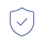 Blue shield icon with a check mark on a black background