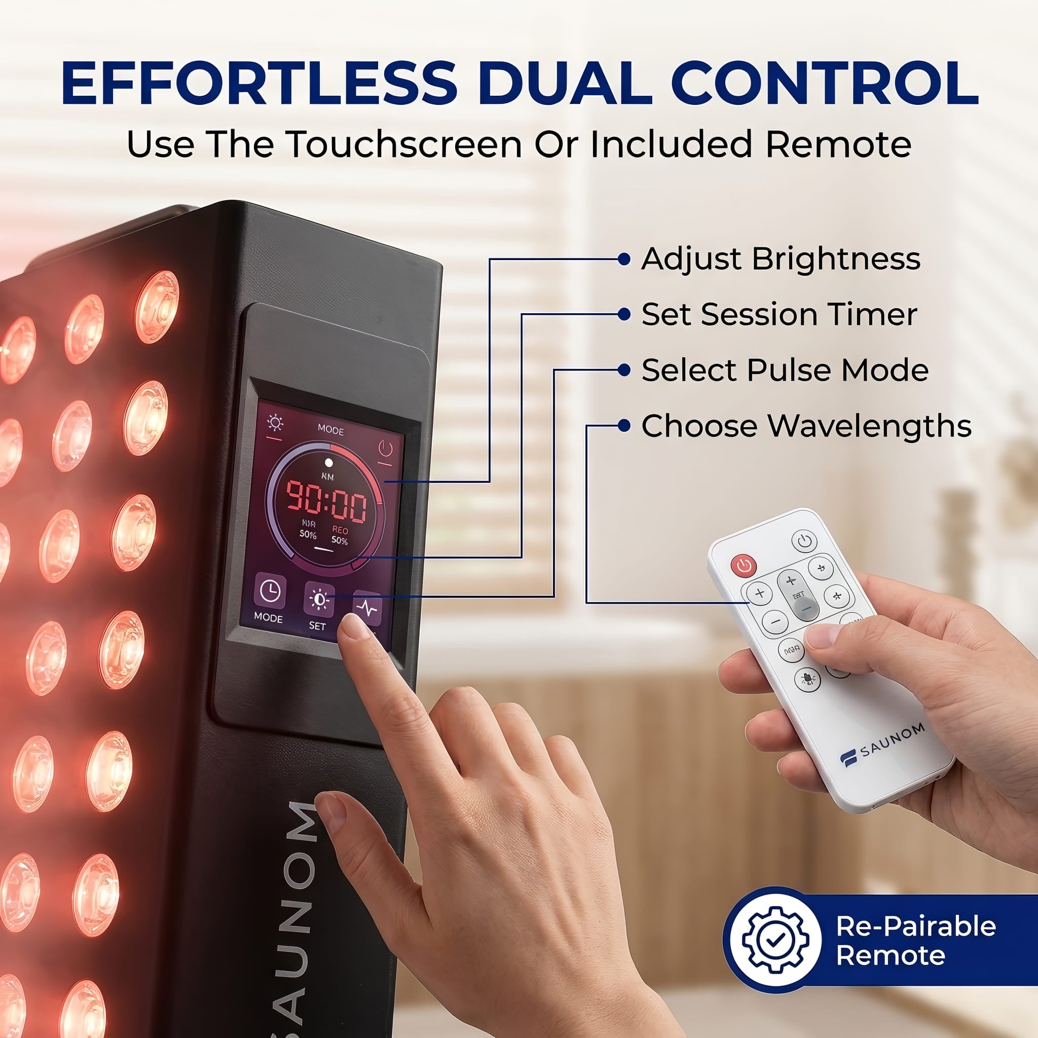 Red Light Therapy Panel – 660nm Red & 850nm Near Infrared Light Therapy Device, LED Light Therapy Lamp for Face & Body, 60 LEDs, Timer, Stand, Carrying Handle