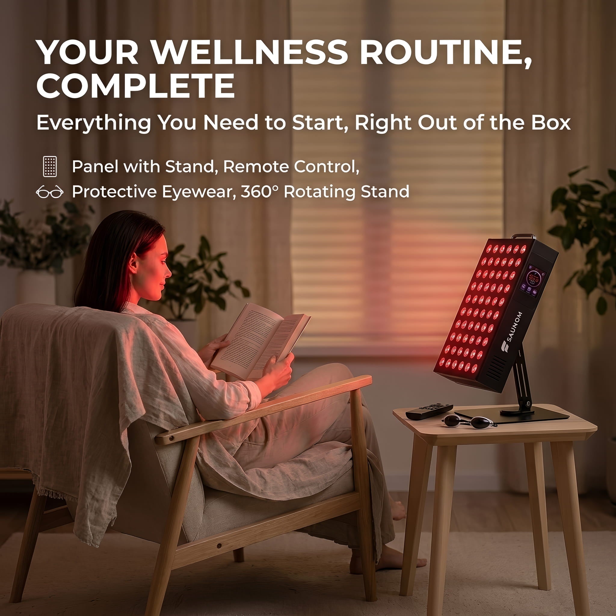 Red Light Therapy Panel – 660nm Red & 850nm Near Infrared Light Therapy Device, LED Light Therapy Lamp for Face & Body, 60 LEDs, Timer, Stand, Carrying Handle